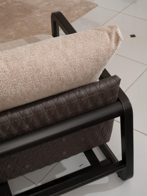 Complete e Living room Sofa Coffee tables 6-piece fabric sofa Beige Wood Modern