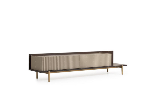 Complete e Living room Sofa Coffee tables 6-piece fabric sofa Beige Wood Modern
