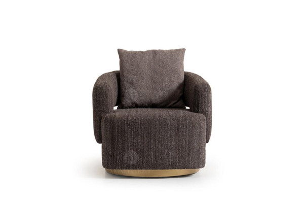 Living room Complete e Armchair Side tables 4pcs Fabric Brown Wood Bar