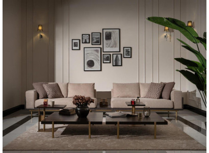Four Seater Sofa 4 Seater Upholstered Sofa Fabric Sofa Beige Modern Table new
