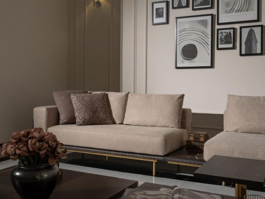 Four Seater Sofa 4 Seater Upholstered Sofa Fabric Sofa Beige Modern Table new