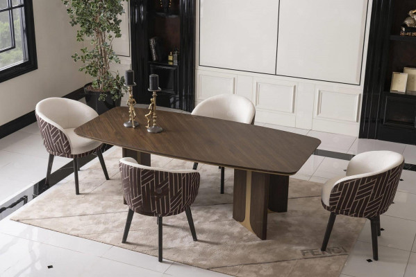 Dining set dinette Dining room Dining table Chairs Set 7pcs Brown Wood Group