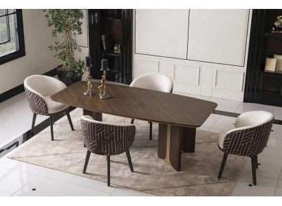 Dining set dinette Dining room Dining table Chairs Set 7pcs Brown Wood Group