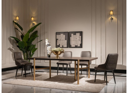 Dining set dinette Dining room 7-piece Dining table Chairs Brown Dining room furniture