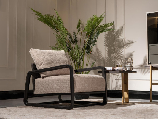 Group Living room Set 3-piece Armchair Side table Wardrobe Gray Relax