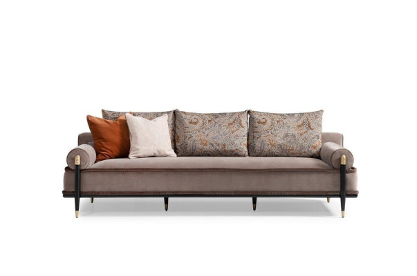 Three Seater Sofa 3 Seater Fabric Sofa Gray Luxury Upholstered Sofa Couch Fabric