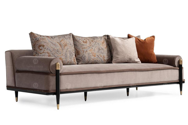 Three Seater Sofa 3 Seater Fabric Sofa Gray Luxury Upholstered Sofa Couch Fabric