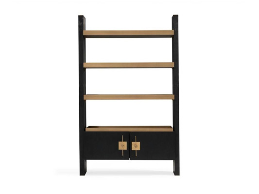 Design Wardrobe with Shelves Cabinet Wood Black Gold Wooden Cabinet