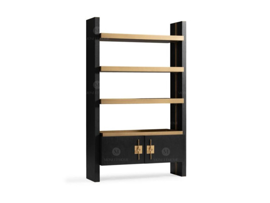 Design Wardrobe with Shelves Cabinet Wood Black Gold Wooden Cabinet