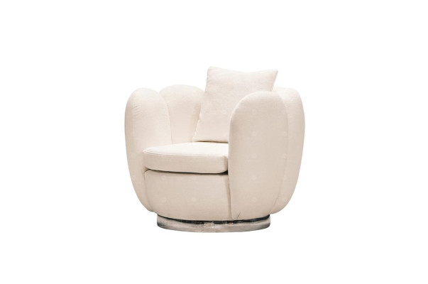 Modern Armchair Single Seater Seater White Fabric Living room Relax Chair