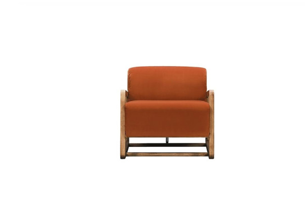Armchair Single Seater Seater Orange Wood Living room Relax Chair Design