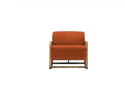 Armchair Single Seater Seater Orange Wood Living room Relax Chair Design