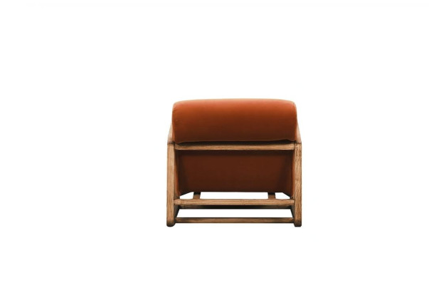 Armchair Single Seater Seater Orange Wood Living room Relax Chair Design
