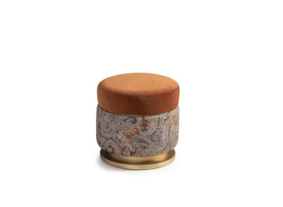 Pouf Stool Puff Footstool Pouf Fabric Orange Round Stool