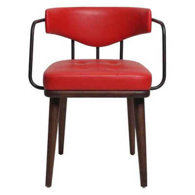 Red armchair Dining room Single seater wooden chair Living room 1-Seater Chair