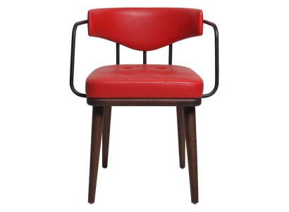 Red armchair Dining room Single seater wooden chair Living room 1-Seater Chair