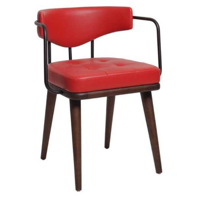 Red armchair Dining room Single seater wooden chair Living room 1-Seater Chair