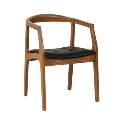 Stylish wooden chair Dining chairs Brown single-seater luxury 1-Seater Armchair