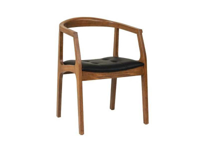 Stylish wooden chair Dining chairs Brown single-seater luxury 1-Seater Armchair