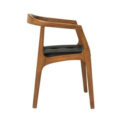 Stylish wooden chair Dining chairs Brown single-seater luxury 1-Seater Armchair