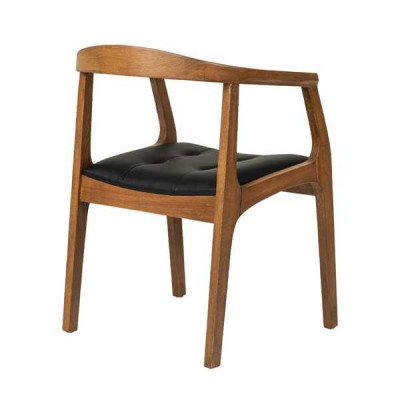 Stylish wooden chair Dining chairs Brown single-seater luxury 1-Seater Armchair