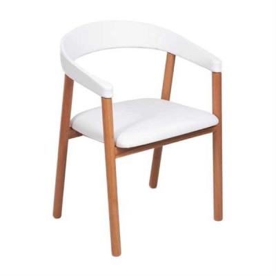 White Brown Armrests Chair Dining chairs Wooden chair Upholstered chairs