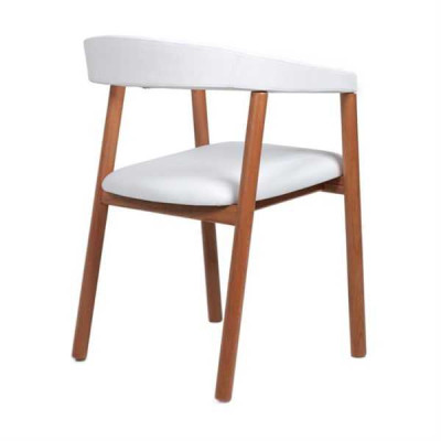 White Brown Armrests Chair Dining chairs Wooden chair Upholstered chairs