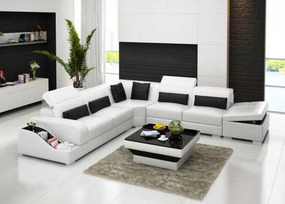 Leather sofa Couch Living landscape Corner sofa Corner Suite Sofa Modern Design
