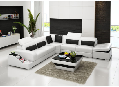 Leather sofa Couch Living landscape Corner sofa Corner Suite Sofa Modern Design