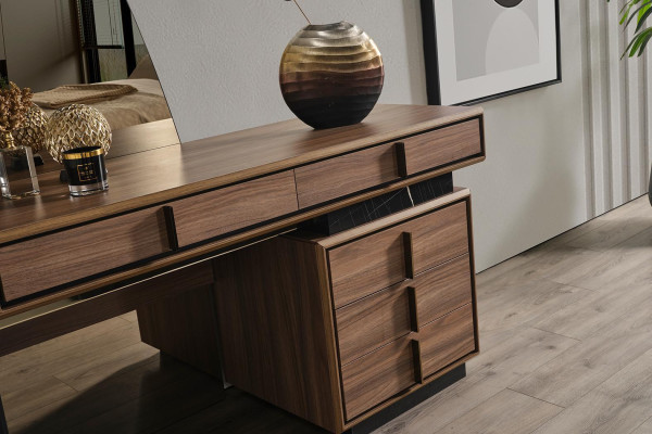 Bedroom Bed 2x Bedside table Design Complete Set Beds brown 5-piece