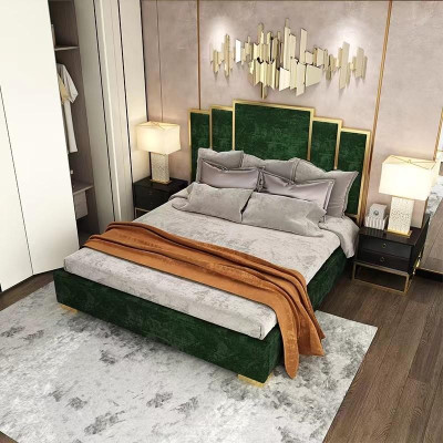 Bed 2x Bedside table 3-piece bedroom set design modern luxury bedside tables