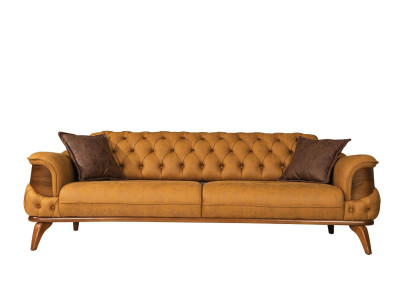 Three Seater Sofa Modern Seater Chesterfield Leather Yellow Design Living room