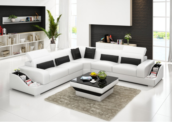 Leather sofa Couch Living landscape Corner sofa Corner Suite Modern Sofa Design