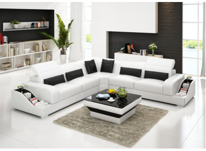 Leather sofa Couch Living landscape Corner sofa Corner Suite Modern Sofa Design