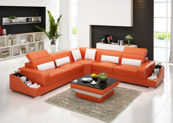 Leather sofa Couch Living landscape Corner sofa Corner Suite Modern Sofa Design