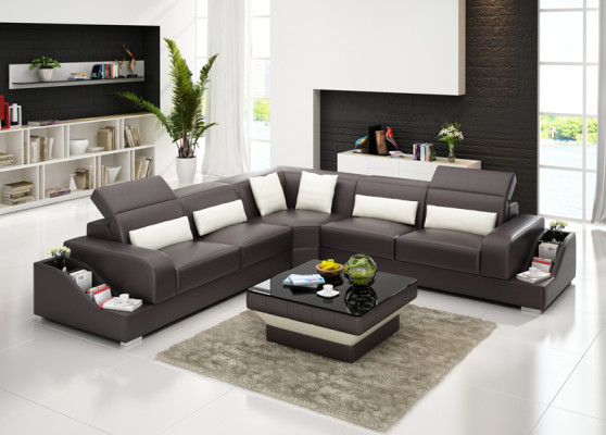 Leather sofa Couch Living landscape Corner sofa Corner Suite Modern Sofa Design