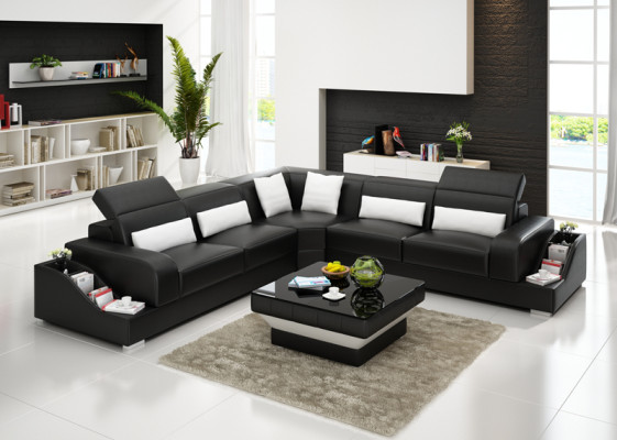 Leather sofa Couch Living landscape Corner sofa Corner Suite Modern Sofa Design
