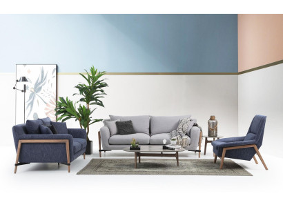 Complete e sofa set Sofa 321 Seater Fabric Set Blue
