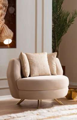 Armchair Luxury Upholstery Furniture Living room Single Seater Armchair Textile Lounge Restaurant