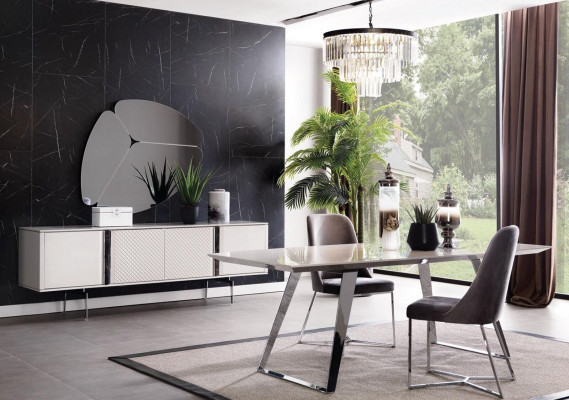 Dining room Suite Sofa Table 4x Chair Set Sideboard Mirror Furniture 8pcs