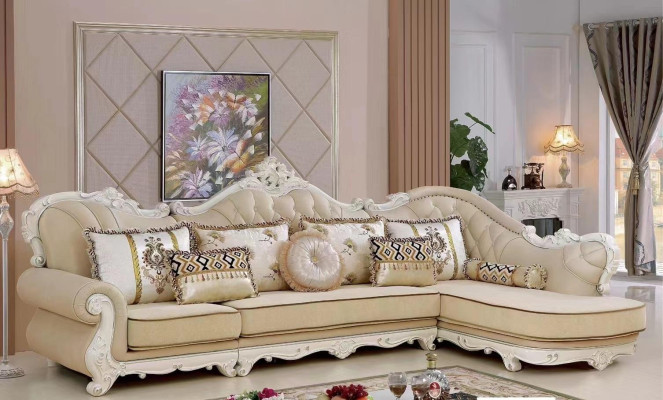 Corner sofa Couch Upholstery Furniture Corner suite Living room Couch Textile Beige