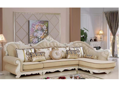 Corner sofa Couch Upholstery Furniture Corner suite Living room Couch Textile Beige