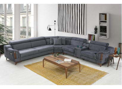 Gray Corner sofa Living room Luxury Sofa L-shape Modern Design Furniture Textile