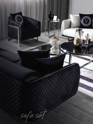 Black Armchair Single Seater Upholstered furniture Lounge chair Living room furniture