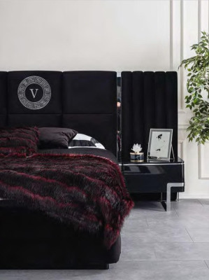 Black Bedside table Bedroom Furniture Luxury Designer storage table 2 pieces.