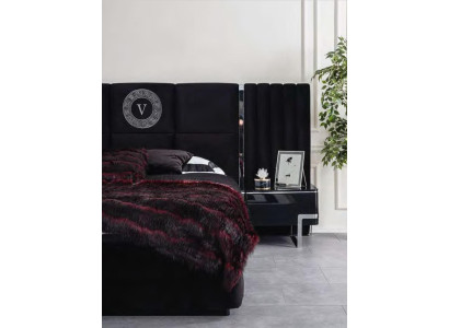 Black Bedside table Bedroom Furniture Luxury Designer storage table 2 pieces.