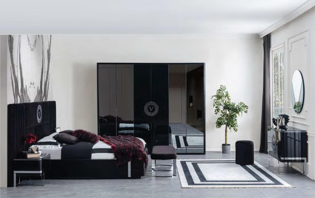 with mouse cursor zoom in Do you have such an article? Sell ​​Free of Charge Black Wardrobe Luxury Glass Doors Four Door Bedroom Furniture Wardrobe