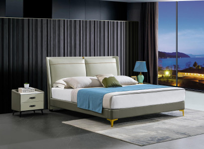 Bedroom 3 pcs. Set Bed 2x Bedside table Console Beds Double Hotel