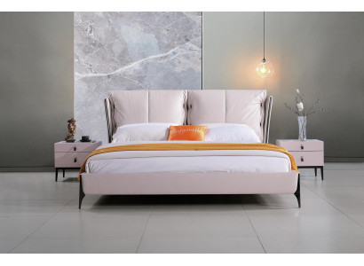 Bed Leather 2x Bedside table 3 pcs Bedroom Set Furniture Modern Luxury Beds