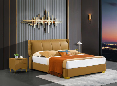 Bedroom Set Bed Bedside table Design Modern Beds Group Leather